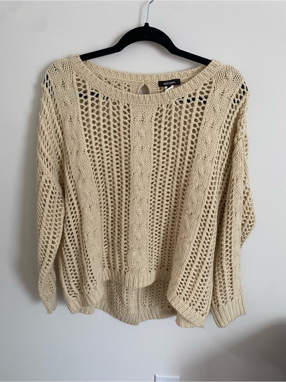 Kerisma Cream Open-Weave Cable Knit Sweater
